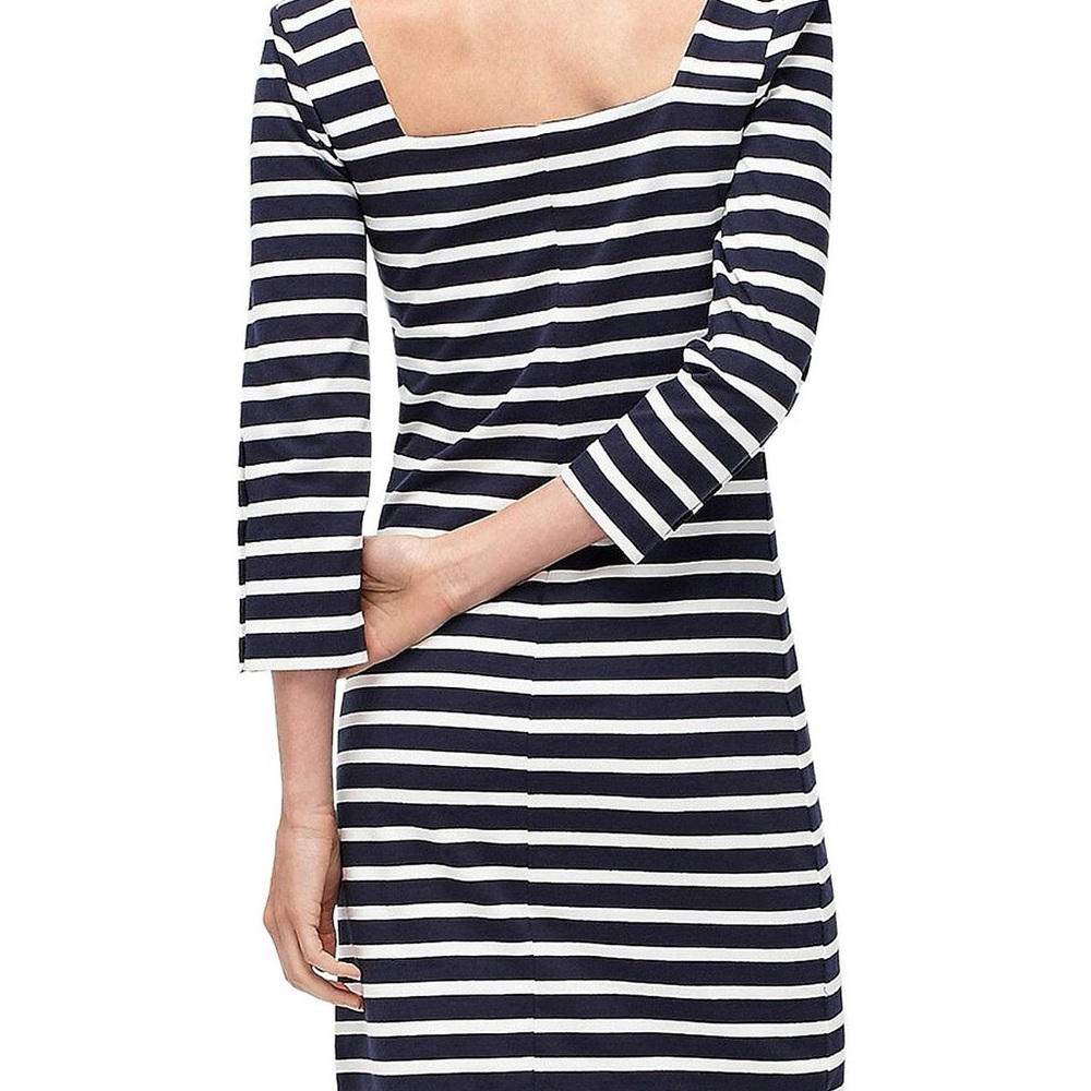 J. Crew Blue and White Sheath Dress Square Neck - Picture 5 of 9